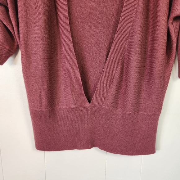 Ann Taylor Short Sleeve Sweater Deep V-Neck Pink Size Large Office Work Winter - Picture 3 of 10